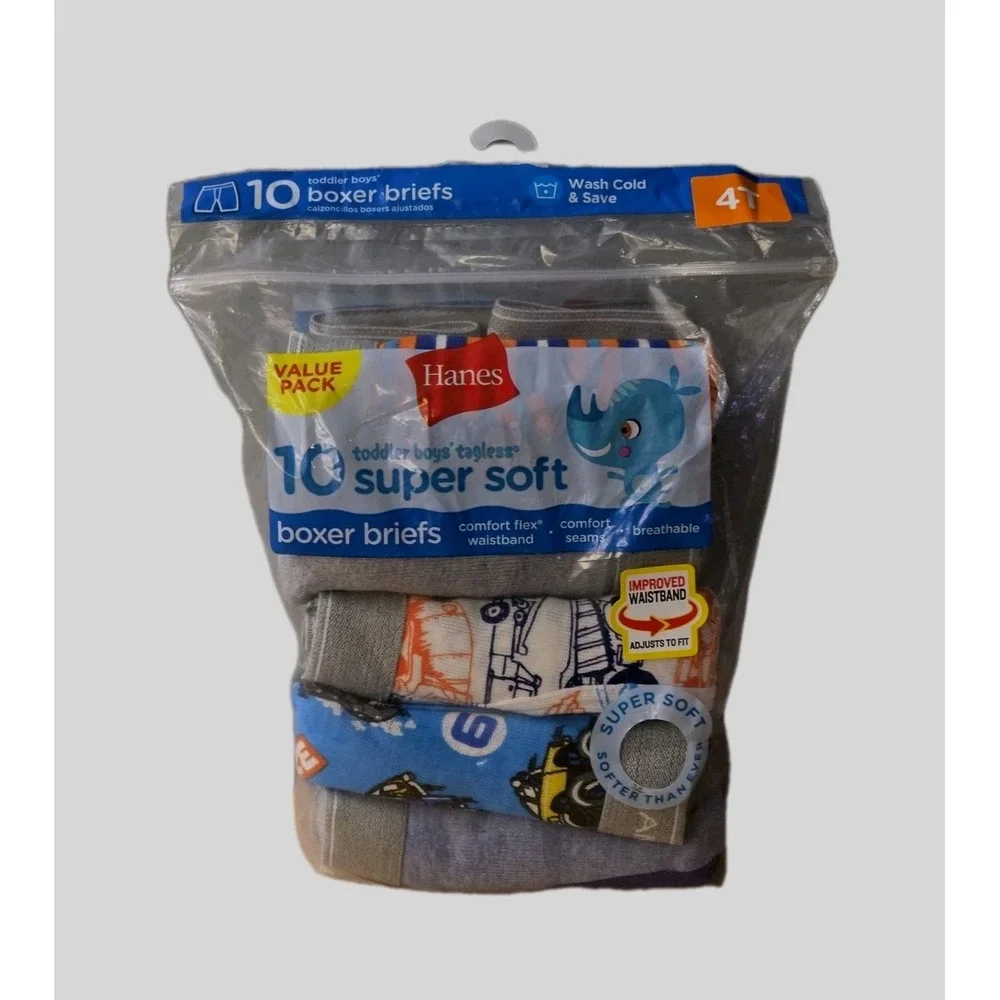Hanes Toddler Boys' Boxer Brief Underwear, 10-Pack Size‎ 4T